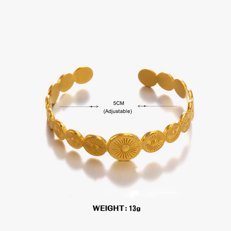 Stainless Steel Sun Cuff Bracelet For Women Vintage Gold Color Geometric Adjustable Bangles Bracelet Jewelry Gift  New