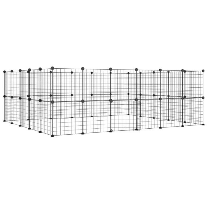 3114040 vidaXL Pet Cage with 44 Panels and Door Black 35x35 Cm