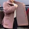Women Jacket Coat Elegant Stylish Women's Lapel Long Sleeve Imitation Lamb Wool Coat Thickened Single Autumn Winter