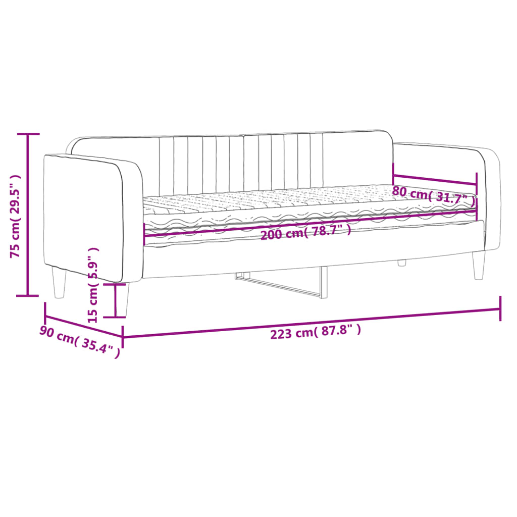 Daybed with Mattress Pink 80 x 200 cm Velvet