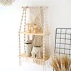 Bohemian Style Macrame Knitted Rope Woven Tassel Wall Hanging Handmade Tapestry Shelf Decor