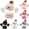 3Pcs Pompom Baby Hat Scarf Gloves Set Solid Color Bonnet Gloves Kits New Knitted Hats Scarfs