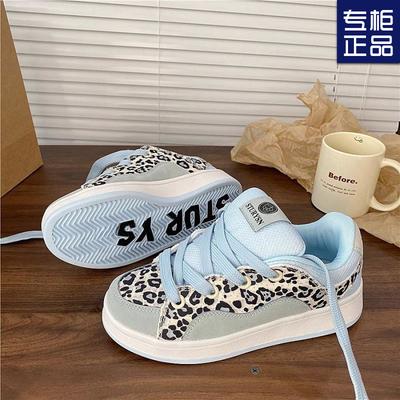 2025 весна новый стиль Гонконг оригинальный нишевый цвет леопардовый принт обувь для хлеба модный тренд универсальная студенческая повседневная обувь для скейта