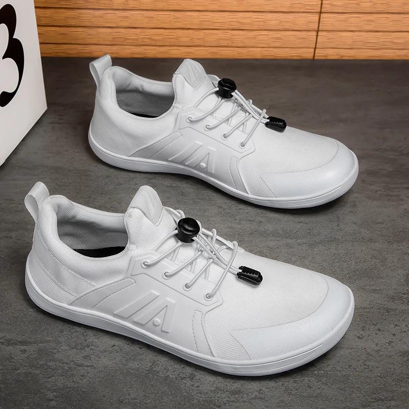 Новая широкая обувь унисекс, мужские туфли с дышащей сеткой, босиком, с широким носком, фирменные туфли на плоской подошве, мягкая подошва с нулевым падением, кроссовки с широким носком, большие размеры