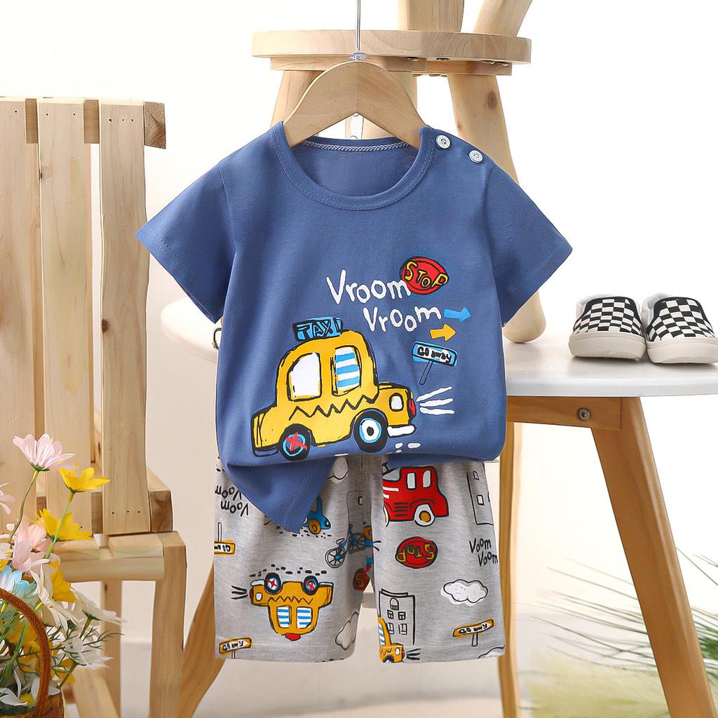 Children's Casual Short-sleeved Summer Cotton T-shirt Set for Boys and Girls