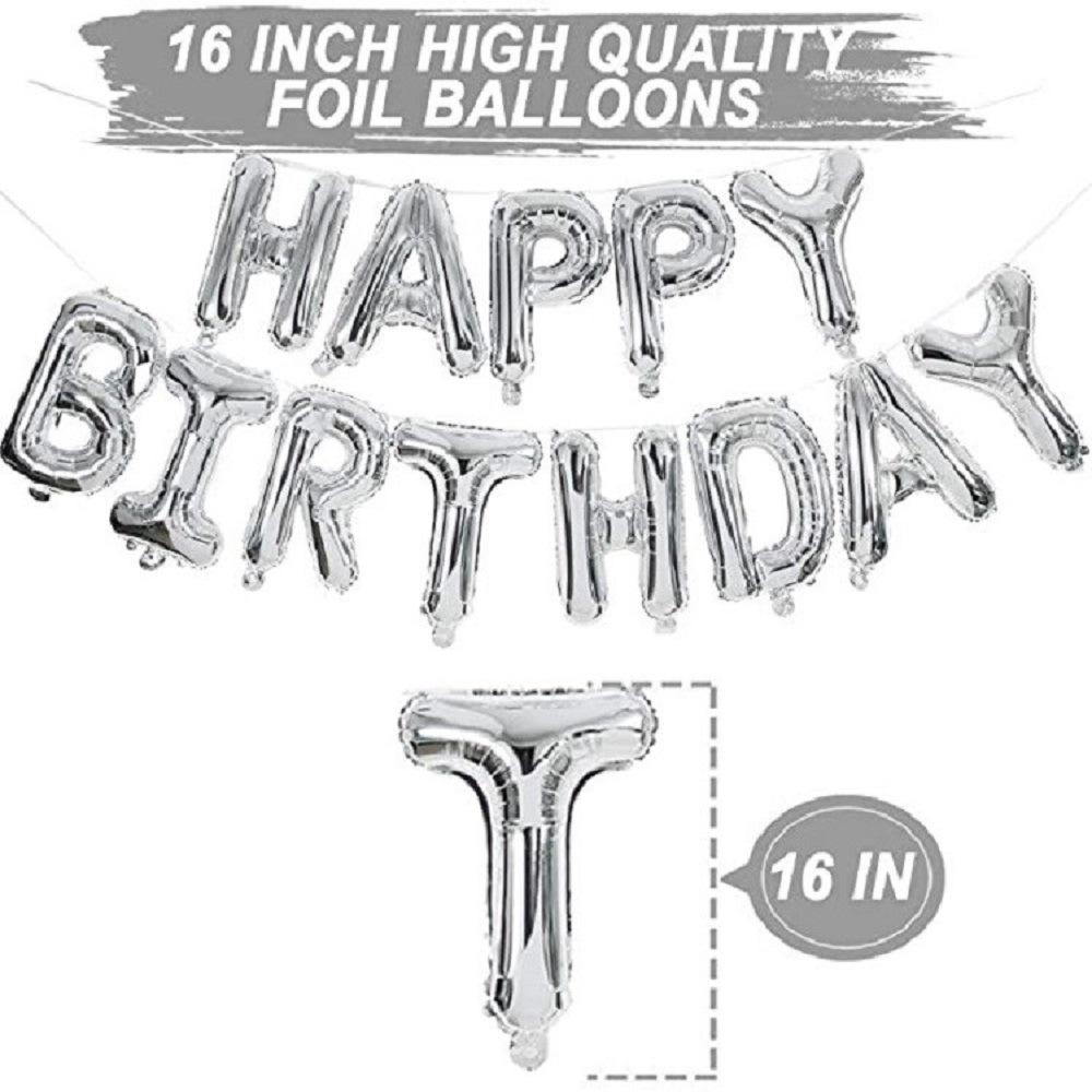 Pearlescent White Metal Silver Latex Balloon Decorative Set Happy Birthday Aluminum Film Balloon Silver Confetti Birthday Party