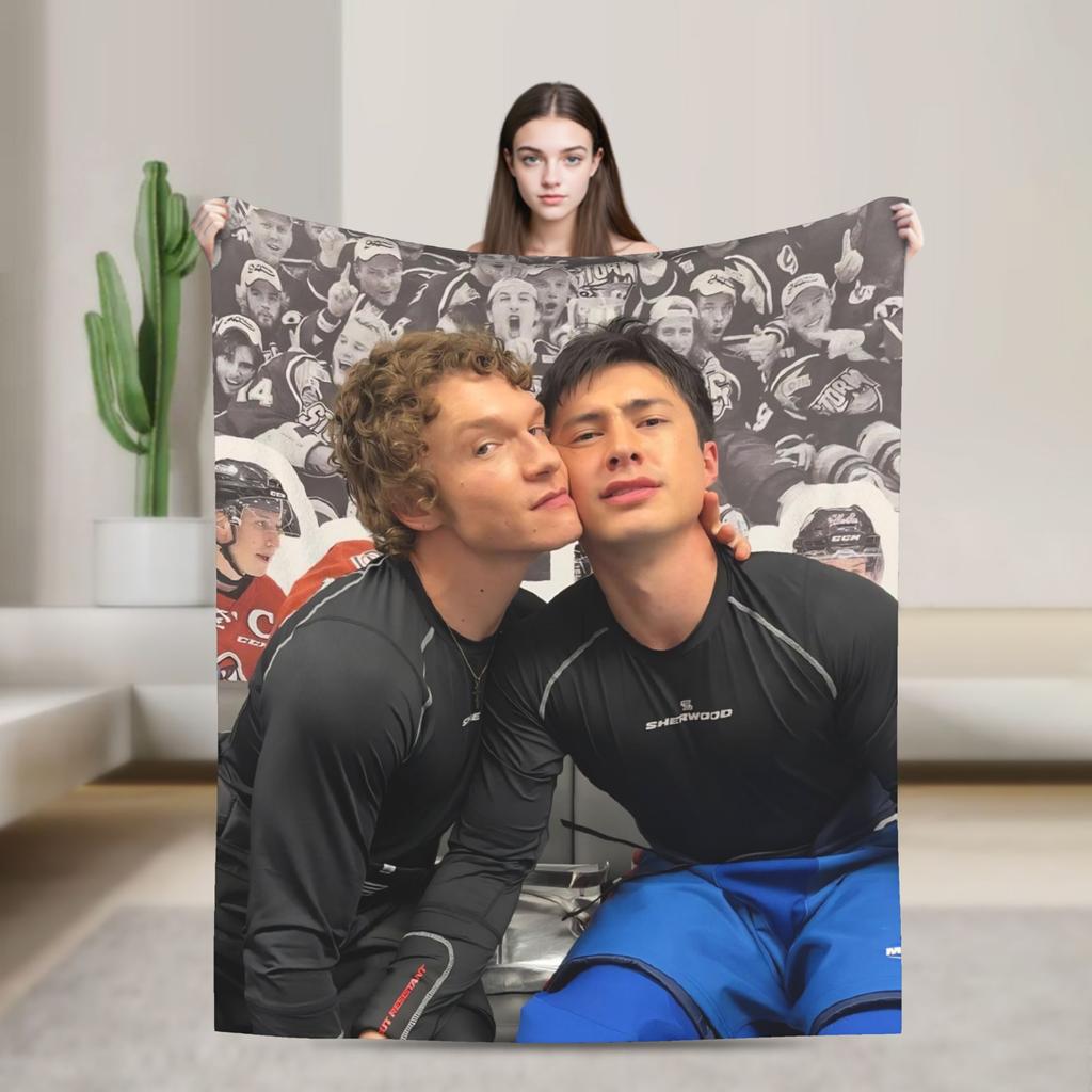 Heated Rivalry Knitted Blankets Cute Hollanov  Flannel Throw Blankets Summer Air Conditioning Decoration Soft Warm Bedspreads