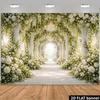 2D White Floral and Column Themed Backdrop Photo Background Banner
