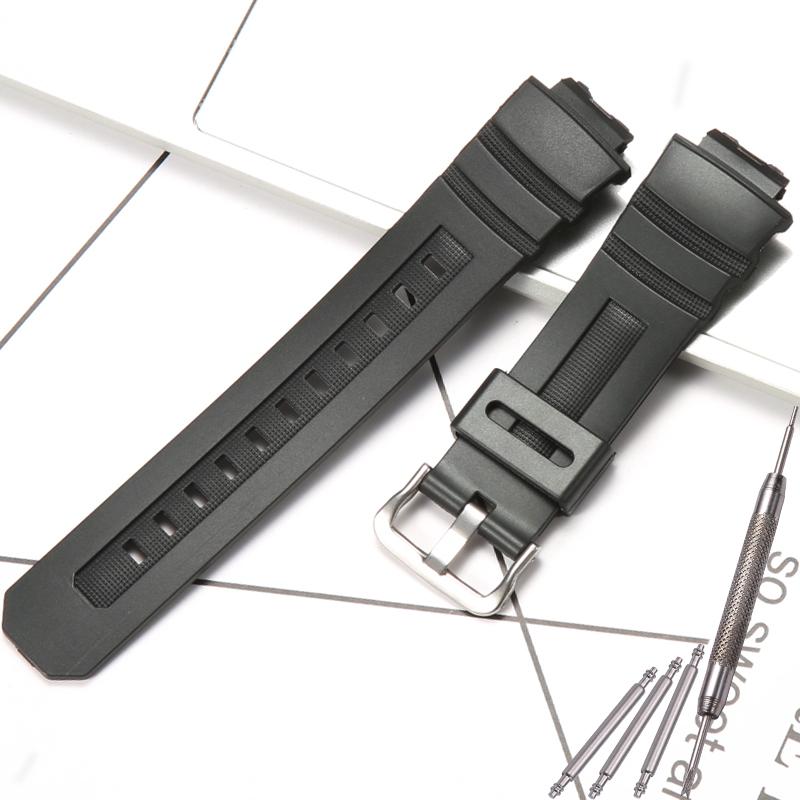 Аксессуары для часов Casio AW-591 AW-590 AWG-M100 AWG101 Ремешок 16 мм Мужской Полимерный Часовой Ремешок Спортивный Водонепроницаемый Браслет