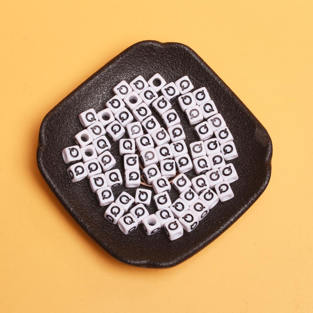 White Black Pendants Handcrafts Beading Material DIY 26 Letters Beads Bracelets Phone Chain 5.5mm Acrylic Big Hole Necklace DIY Jewelry Accessories