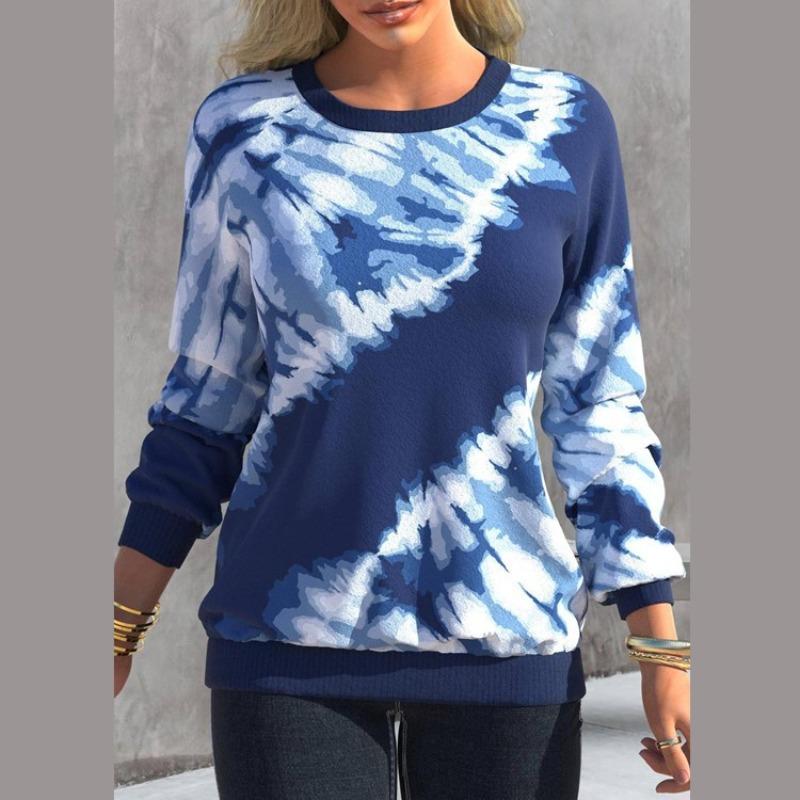 Женская модная повседневная футболка с длинным рукавом и круглым вырезом и топ