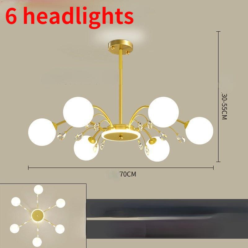 Nordic LED Chandeliers Indoor Glass Living Room Dining Bedroom Lighting Modern Hanging Ceiling Copper Lamp