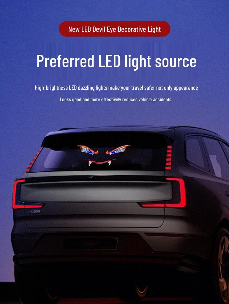 Светодиодный USB-дисплей для автомобиля «Глаз демона вампира» - Предупредительный свет для выражения на заднем стекле
