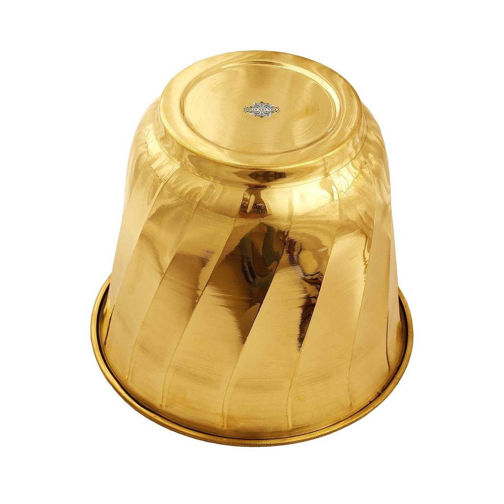 Pure Brass Lining Design Planter, Home décor, Planting, Size- 7.2x8 inches, Set of 2