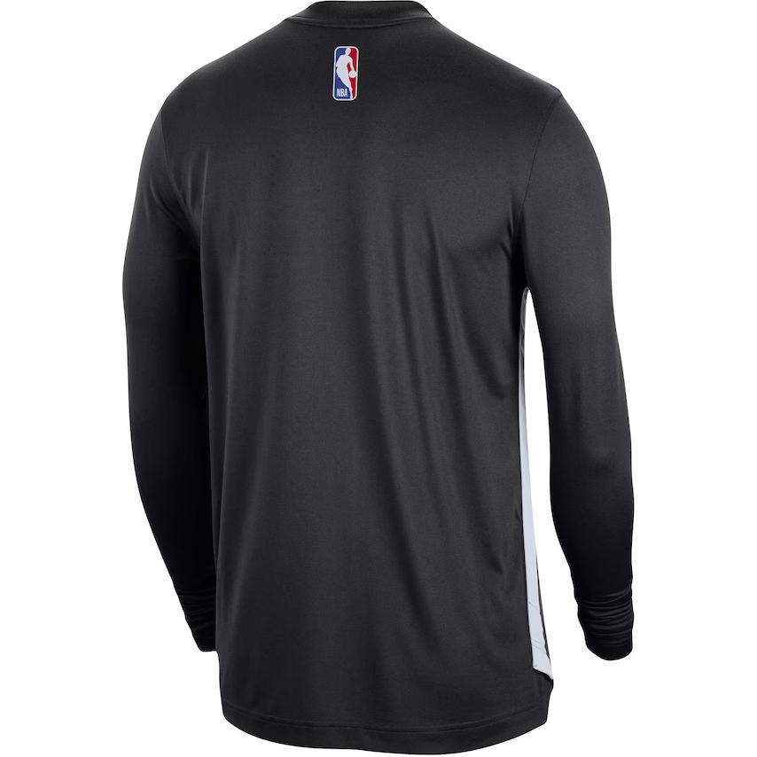 Nike X NBA Brooklyn Nets 2023/24 Оригинальная предматчевая футболка с длинным рукавом для тренировок Мужская Черная FB3464-010