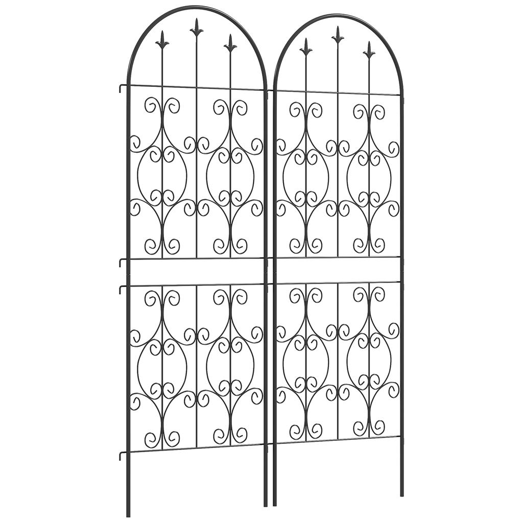 Set of 2 Metal Garden Trellis, Decorative Trellis Panels for Climbing Outdoor Plants, Vegetables, Vines, Flowers, 150 x 50 cm, Scrollwork Design