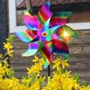 Reflective Pinwheels with Stakes Bird Repellent Wind Spinner Scare Birds Animals Away Multicolor Glittery Pinwheels for Garden