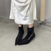SUOJIALUN Зимний Новый Бренд Женские Короткие Ботинки Обувь Мода Острый Носок Женские Элегантные Ботильоны Тонкий Низкий Каблук Платье Туфли