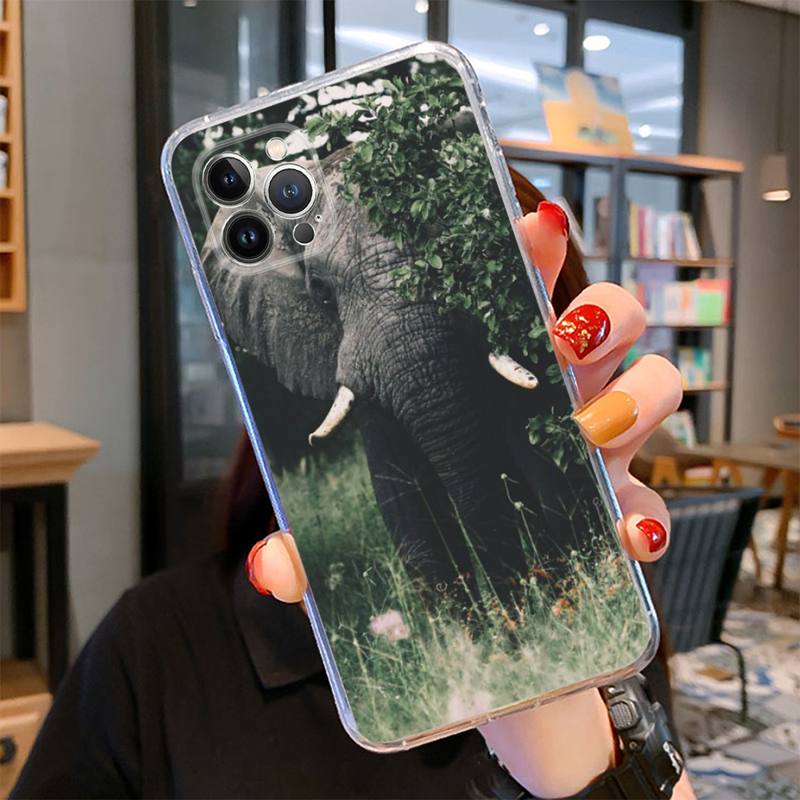 Чехол для телефона с изображением слона для iPhone 14 13 12 11 Pro Max XS X XR SE 2020 6 7 8 Plus Mini Transparent Shell