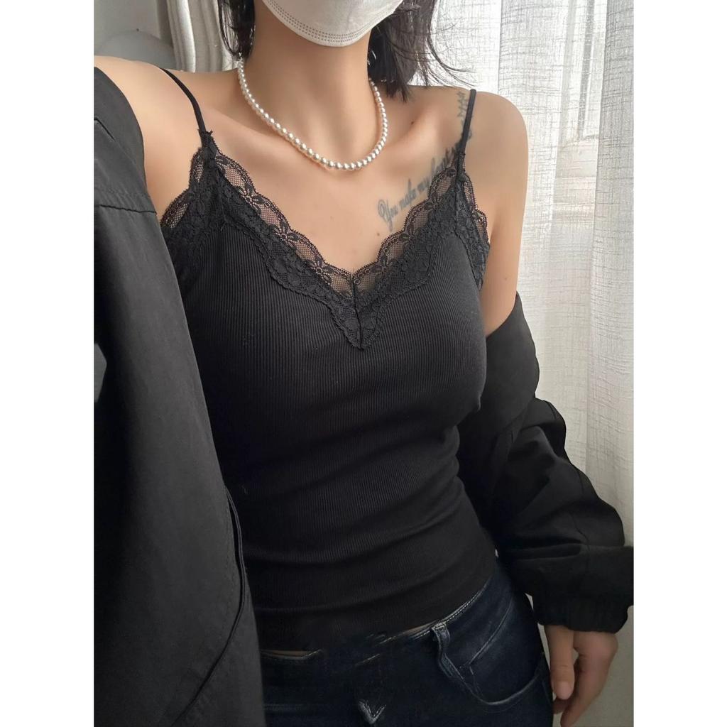 Новая хлопковая кружевная майка с кружевной спинкой, французская нить, фиксированные чашки, присборенные женские топы с V-образным вырезом