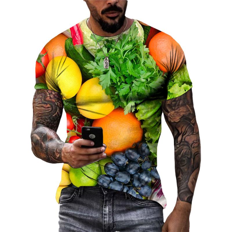 Летние забавные футболки с рисунком овощей и фруктов, мужские модные оригинальные футболки с короткими рукавами с 3D принтом, топы