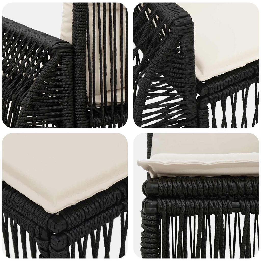 Garden Sofa Set 6 pcs Black and Cream White Poly Rattan