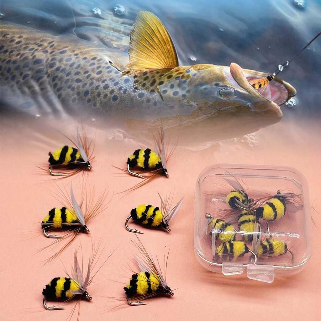 3/6Pcs Size#10 Artificial Bumble Bee Fishing Lures-Dry Flies For Bass Trout Fishing Outdoor Fishing Baits Lure