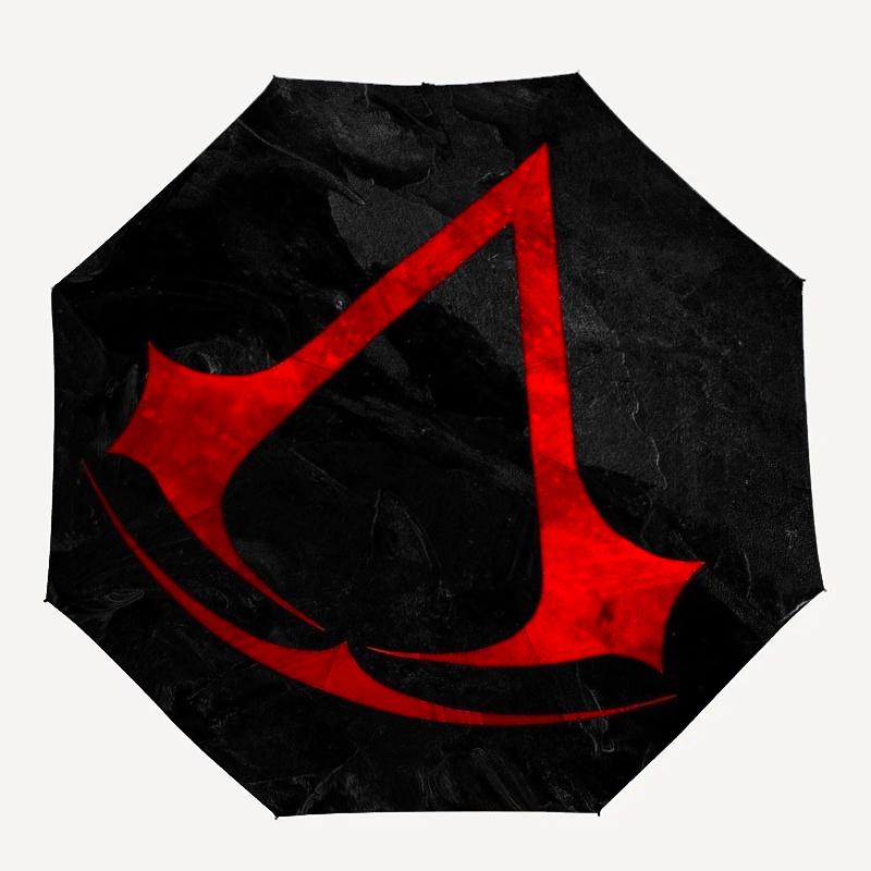Автоматический зонт в стиле Assassin's Creed, легкий и портативный, 8 спиц, идеально подходит для путешествий на свежем воздухе, на дни рождения, Рождество, в качестве подарков.