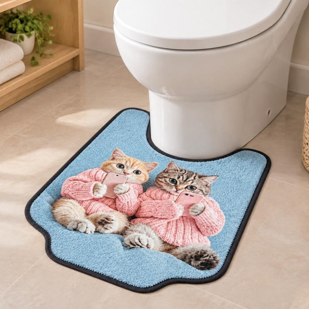 Non-slip Toilet Floor Rug Absorbent Bath Mat Novelty Bathroom U-shaped Mat Household
