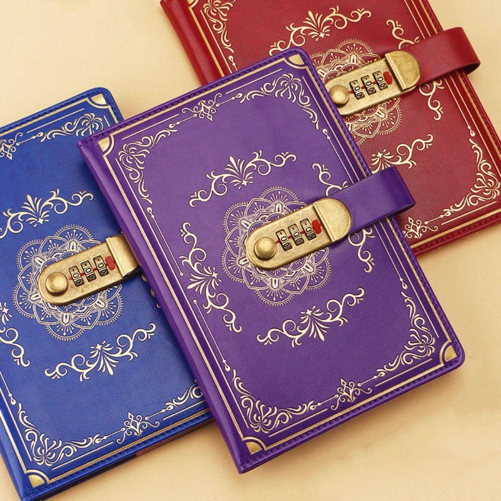Flower Cover Journal Notebook With Lock PU Leather Personal Notebook  School Supplies