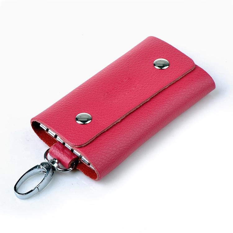 Candy Color Genuine Leather Key Bag - Unisex Cowhide Key Holder