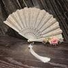 1PC Rose Hot Stamping Fan Lolita Wine Red Rose Fan Decorative Ornaments Lace Rose Folding Fan COS Prop 3 Styles