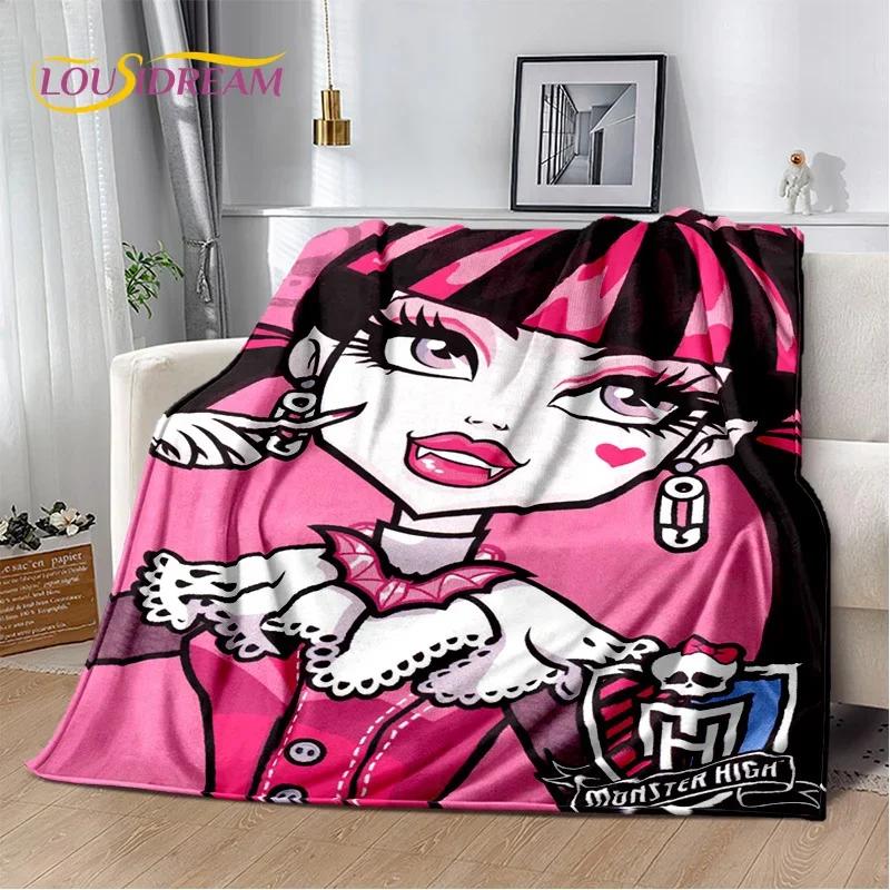 Мягкие одеяла с героями мультфильмов Monster High Draculaura Vampire, сохраняющие тепло, удобные для пикника, кровати, дивана, дома, спальни, детей