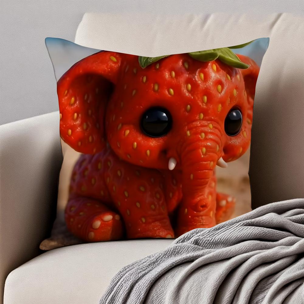 Funny italian brainrot create animals Cushion Cover Pillowcase Antidustmite Invisible Zipper Short Plush Sofa Cushion