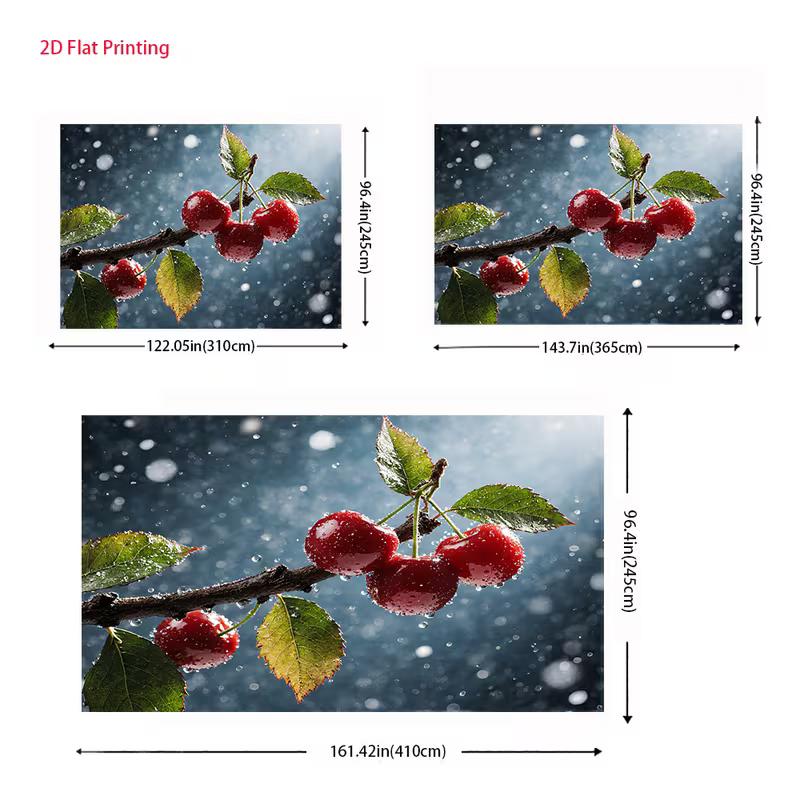 2D Food Photography Backdrop 2D Wet Red Cherries Macro Photo Background for Themed Shoot