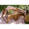Multifunctional Folding Wooden Table, Portable Two-in-one Outdoor Folding Table With Wine Glass Holder