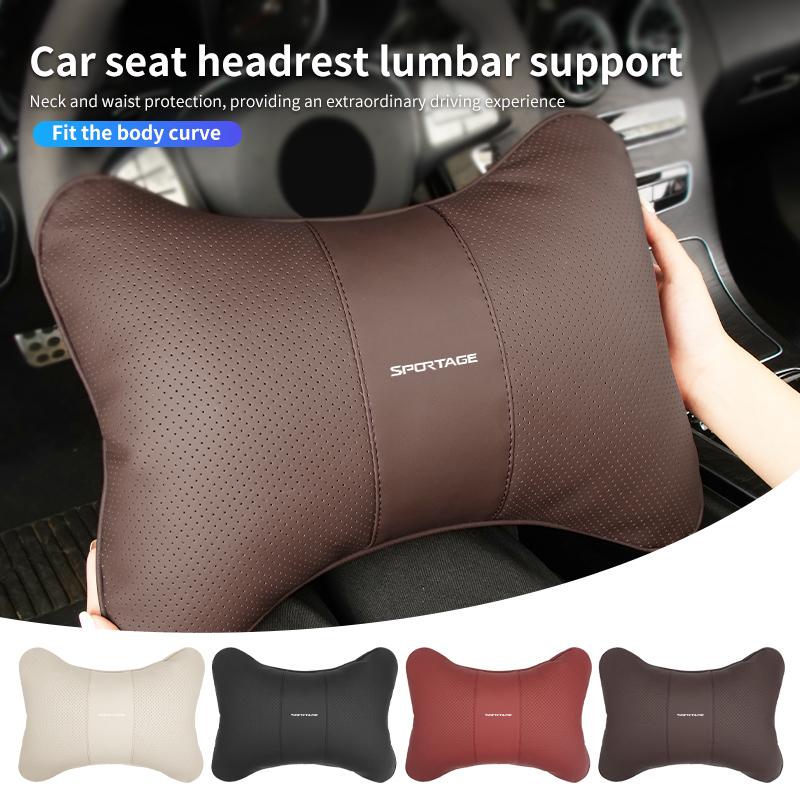 AABMF1 Car Seat Neck Pillow Lumbar Support Leather Headrest Waist Cushion For KIA Sportage Ceed Sorento Niro Cadenza Proceed Sephia