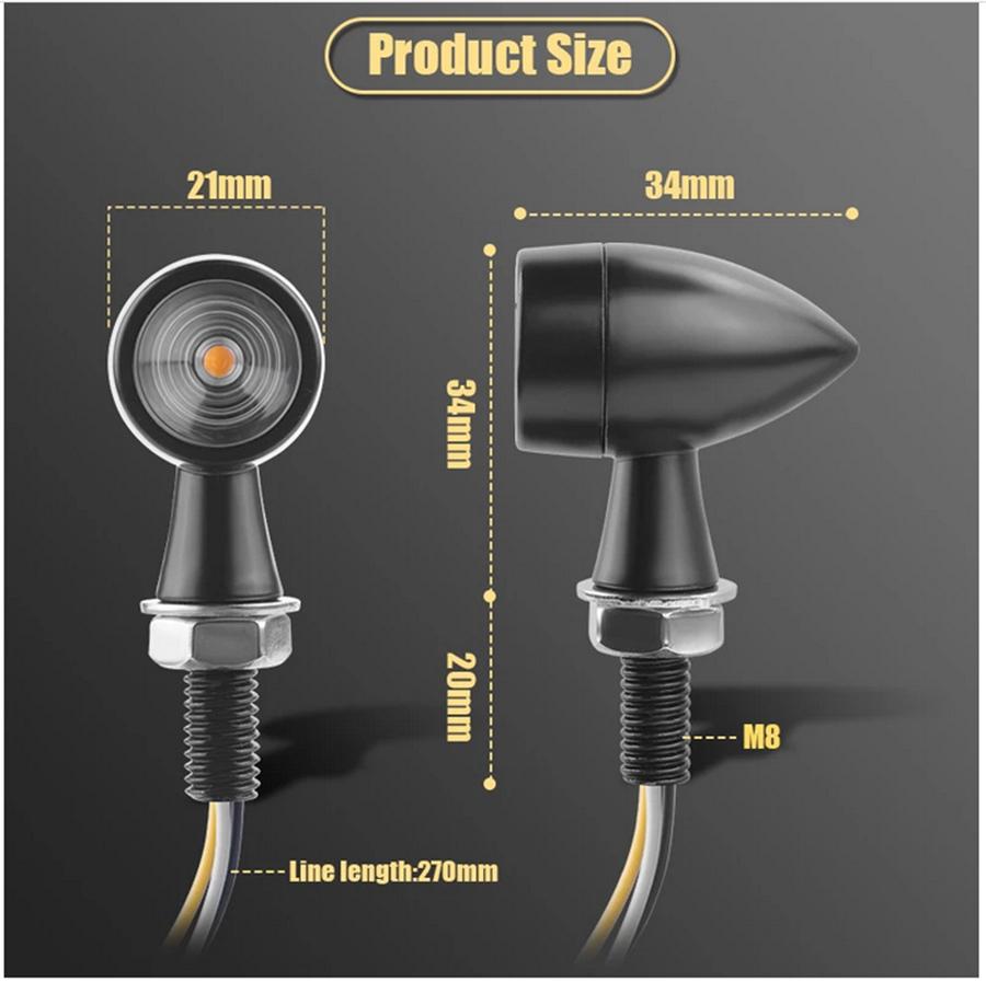 12V Universal Motorcycle Led Turn Brake Turn Signals Lights Amber & Red Aluminum