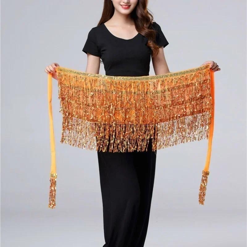 Цепочка на талию для танца живота Новая Блестящая Многослойная с Кисточками Накидка на талию Индийский Танцевальный Выступление Практика Ремень Поясной платок Юбка Поясной платок