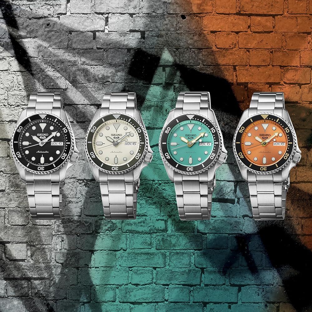 Seiko 5 Sports SBSA229 Мужские Унисекс Механические Автоматические Часы Зеленый Циферблат Нержавеющая Сталь Среднего Размера с Календарем Даты
