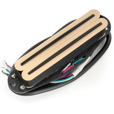 Musiclily Pro ST-DPLA Alnico 5 Сингл-Размерный Хамбакерный Звукосниматель, 6.2K, для Электрогитар Strat, Кремовый Корпус, Черные Рельсы