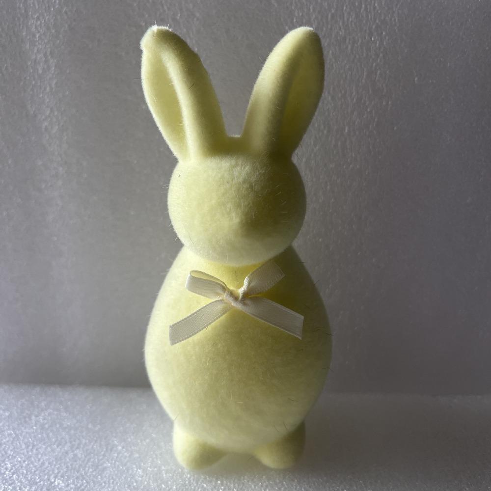 Plush Easter Bunny Statue with Bow Rabbit Gnome Doll Easter Holiday Bunny Sculpture Indoor Table