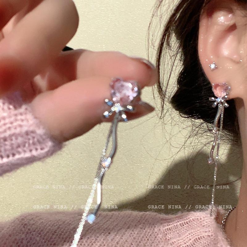 Серьги-бантики с кисточками в корейском стиле класса люкс — элегантный длинный дизайн для женщин