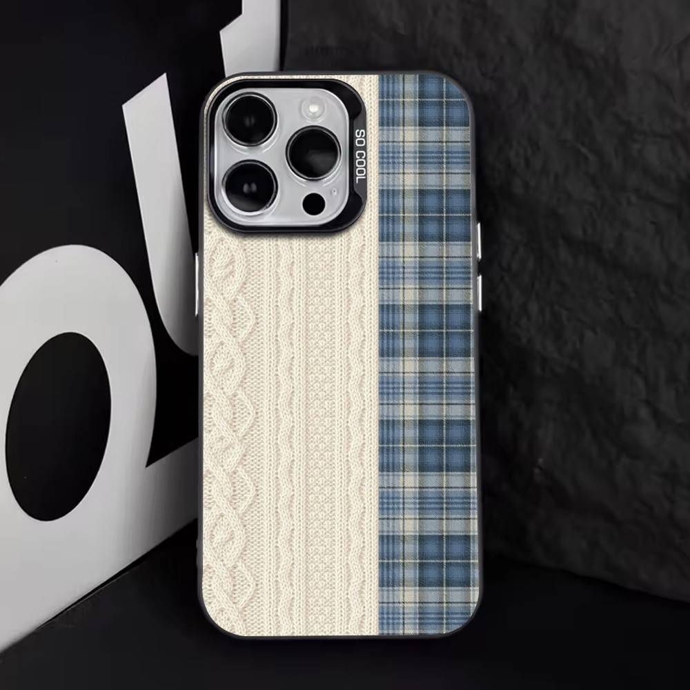 Стиль splicing grid Чехол для телефона для iPhone 17,16,15,14,13,12,11 Plus,Pro Max,XS,Цветной Посеребренный Внутренний Чехол