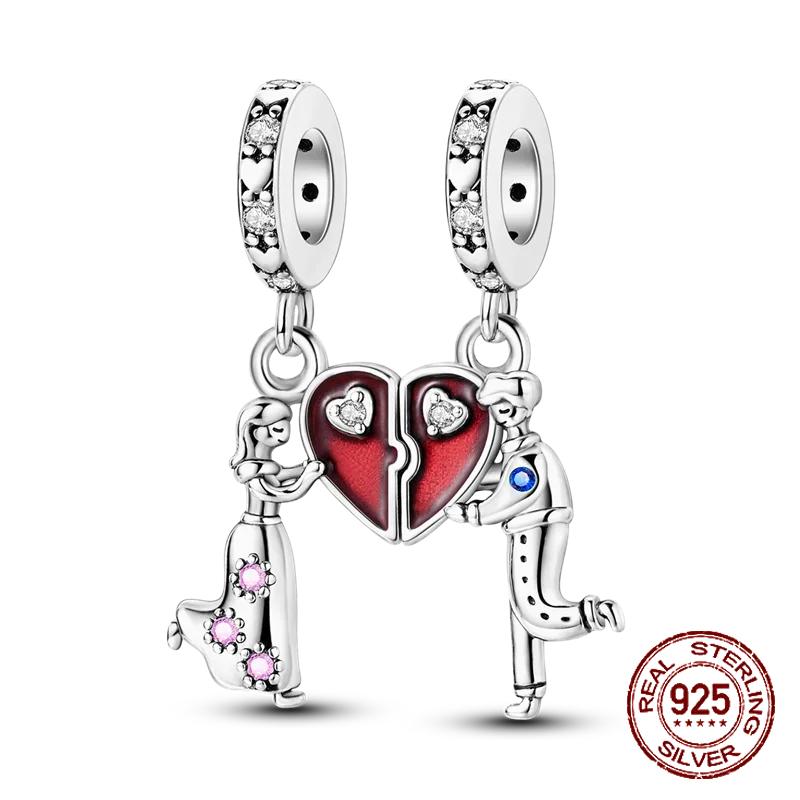 Шармы Бусины Серии Красного Цвета Медь Кровь Сердце Любовь Машина Клубника Фрукты Подвеска Подходят Оригинальному Браслету-Бэнглу DIY Ювелирные Изделия