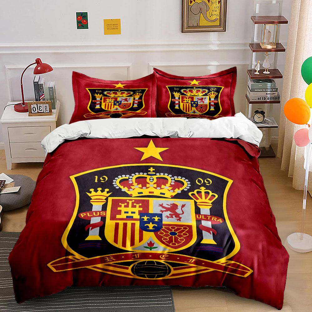 Spain Football Team Bedding Set Bedding Duvet Cover Set Duvet Cover Pillowcases (1 * Duvet Cover 2 * Pillowcases, without duvet insert)