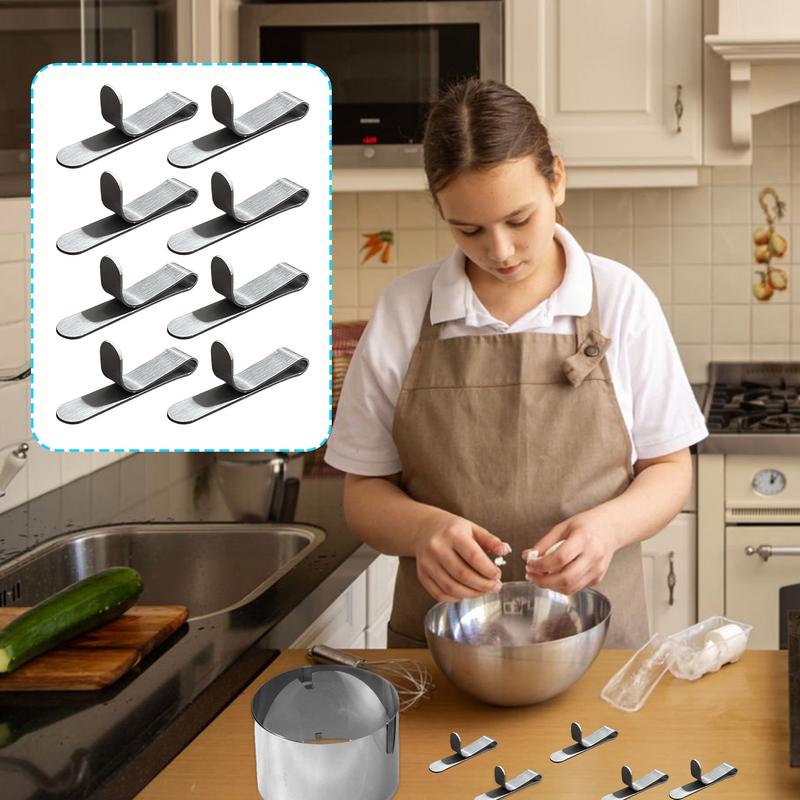 Metal Bag Clips 8X Cake Ring Clamps Dessert Ring Attachment Stainless Steel Baking Accessories For Home Kitchen Pastry Muffins