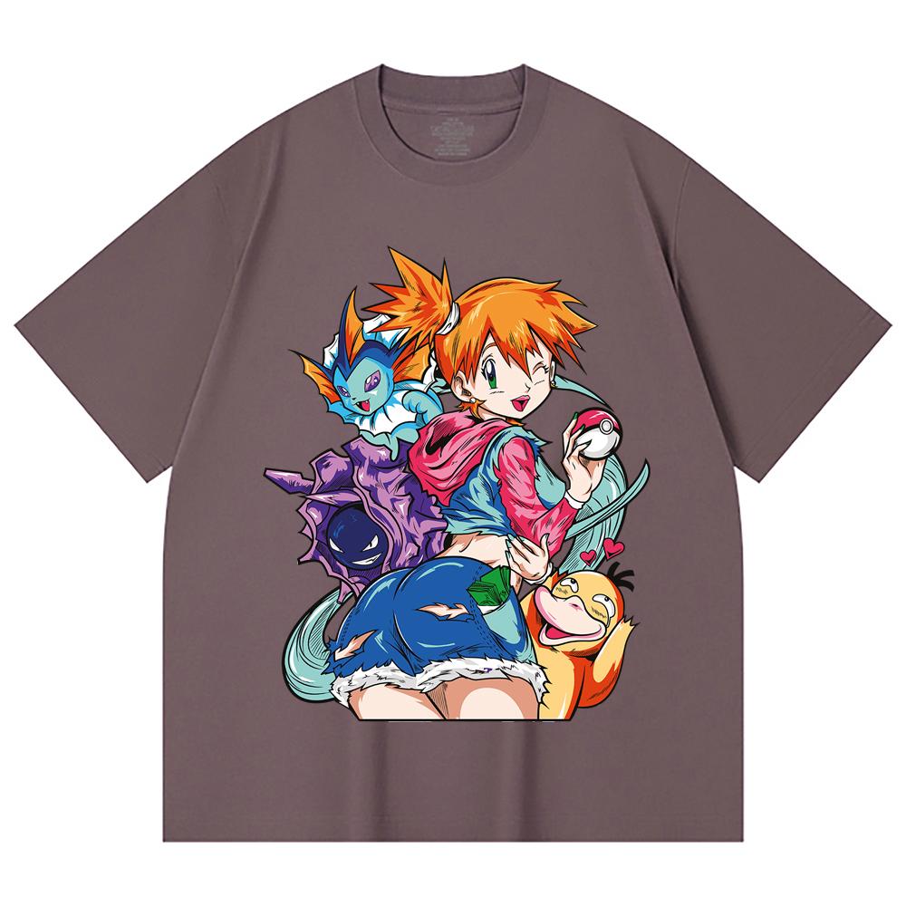 230 Gsm 100% Cotton Pokemon V17 Misty Print Unisex Heavy Cotton T Shirt
