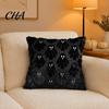 Ghost Pattern Decorative Covers Halloween Cushion Cover, Fuzzy Throw Pillow 18x18 Inch Durable Zippered Protectors Washable Plush Case for Sofa Couch