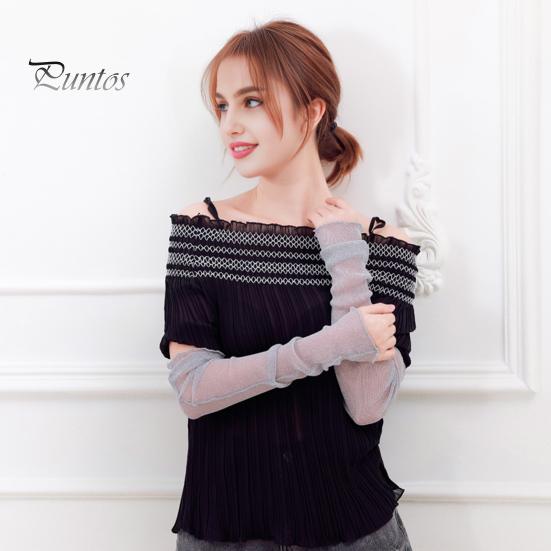 Женские прозрачные сетчатые рукава, длинные, ультратонкие, кружевные перчатки без пальцев, защита от ультрафиолетового излучения, охлаждающая сетчатая тюль, солнцезащитные рукава для улицы